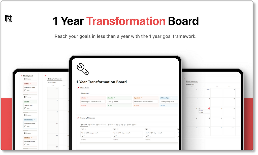 1 Year Transformation Notion Template