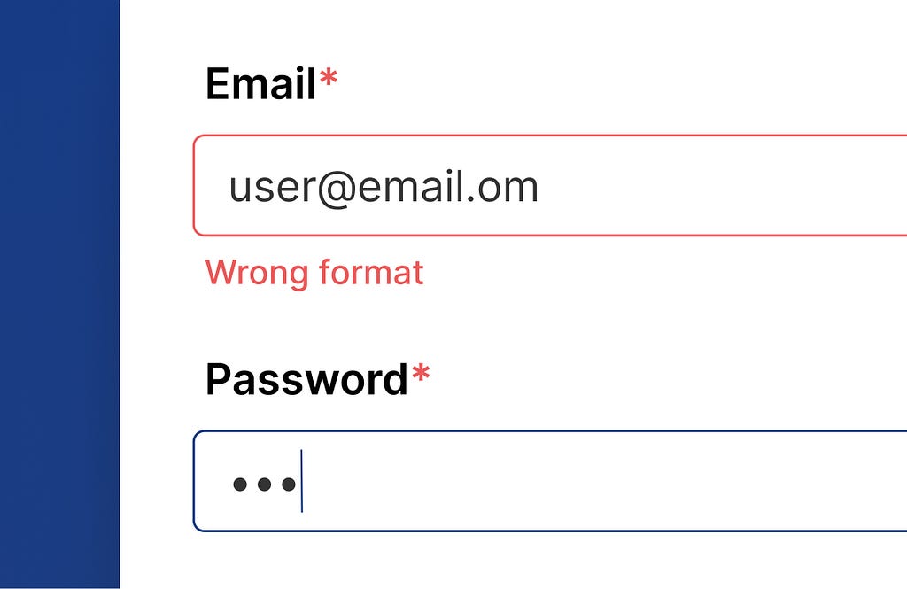 Filled form with input error