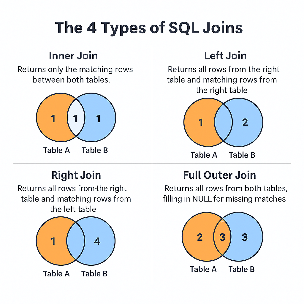 Mastering the 4 Types of SQL Joins: A Beginner-Friendly Guide