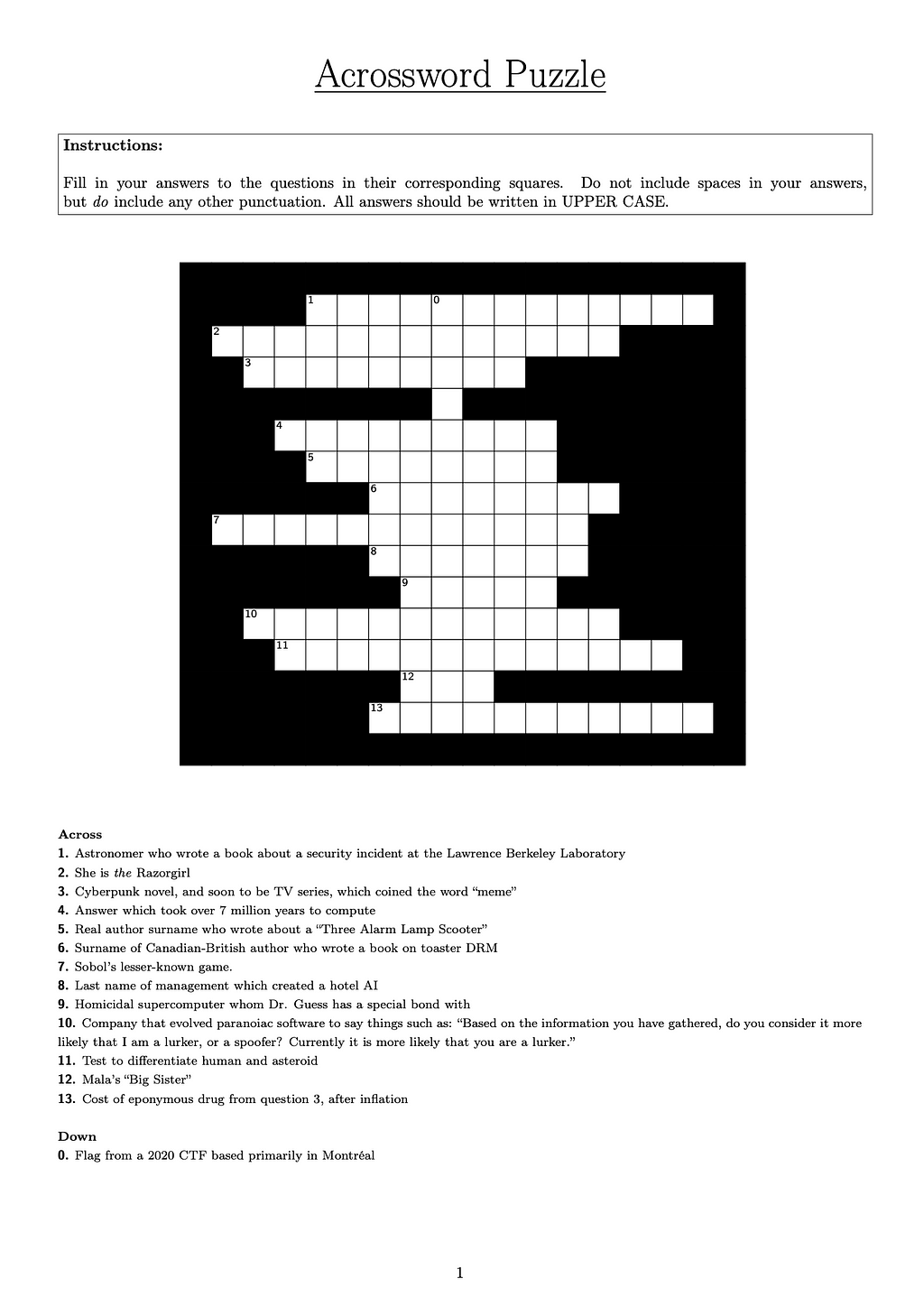 The evil crossword puzzle