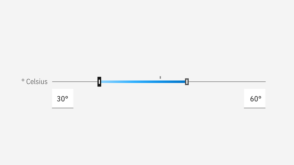 Slider with values of 30 and 60 degrees in the inputs