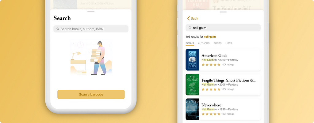Updated Goodreads design — searc functionality