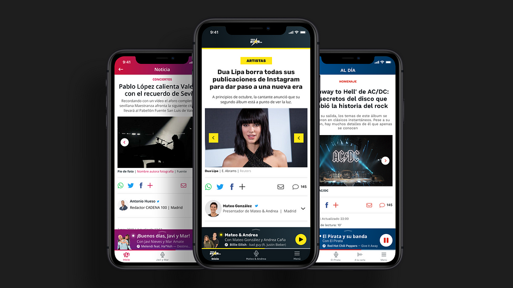 Detalle de noticia en las apps de CADENA100, RockFM y MegaStarFM
