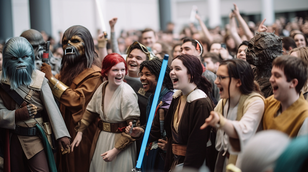 Superfans at a cosplay convention