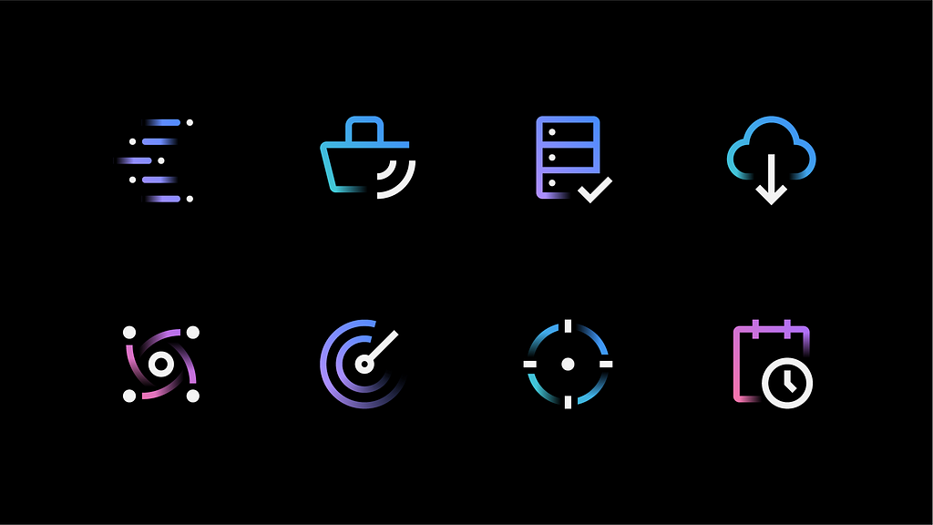 Gradient IBM app icons by Peter Garvin
