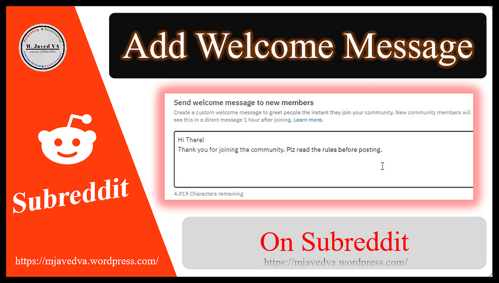 How to Add a Welcome Message on Subreddit