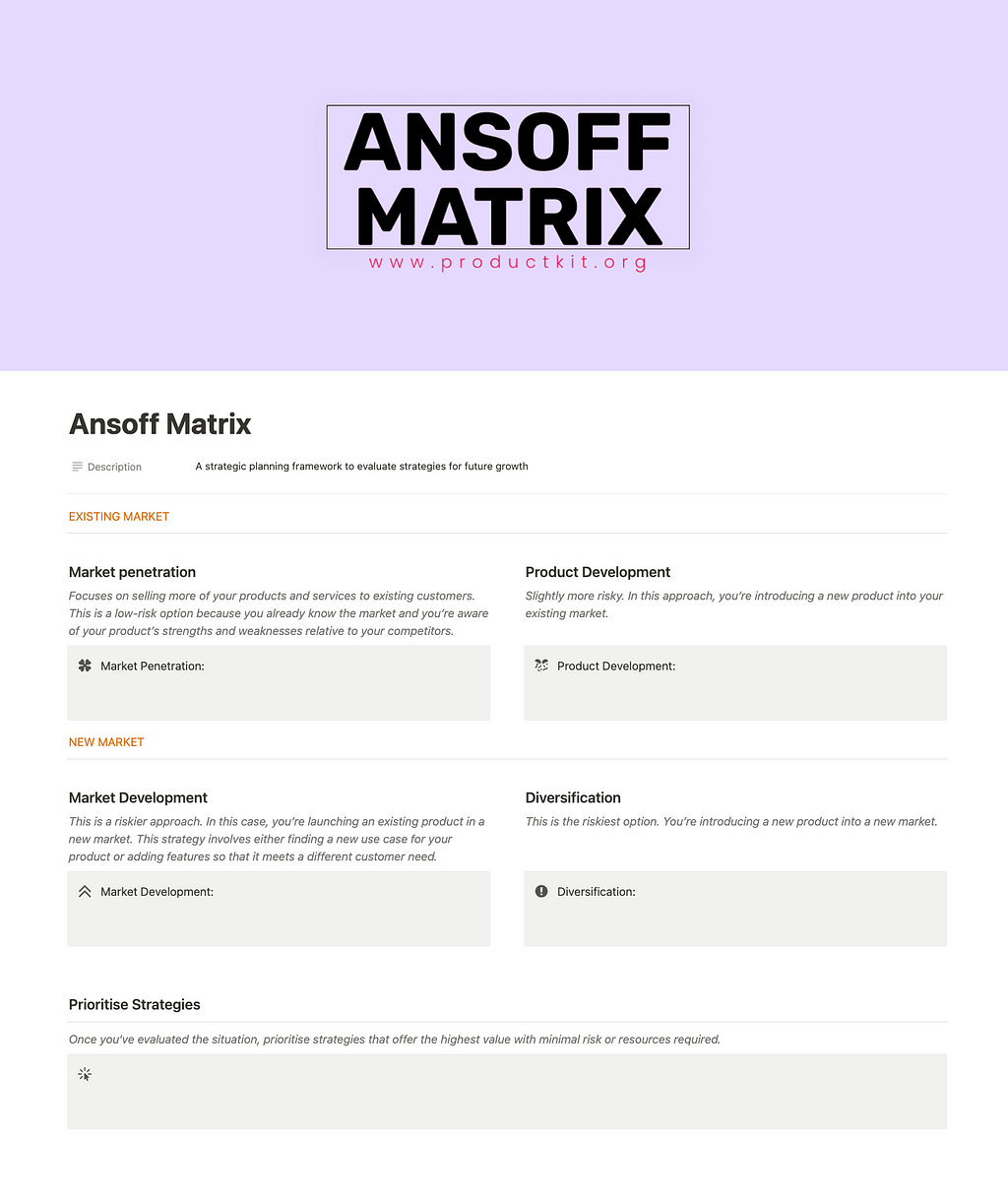 Image of Ansoff Matrix illustrating strategic growth options for businesses.