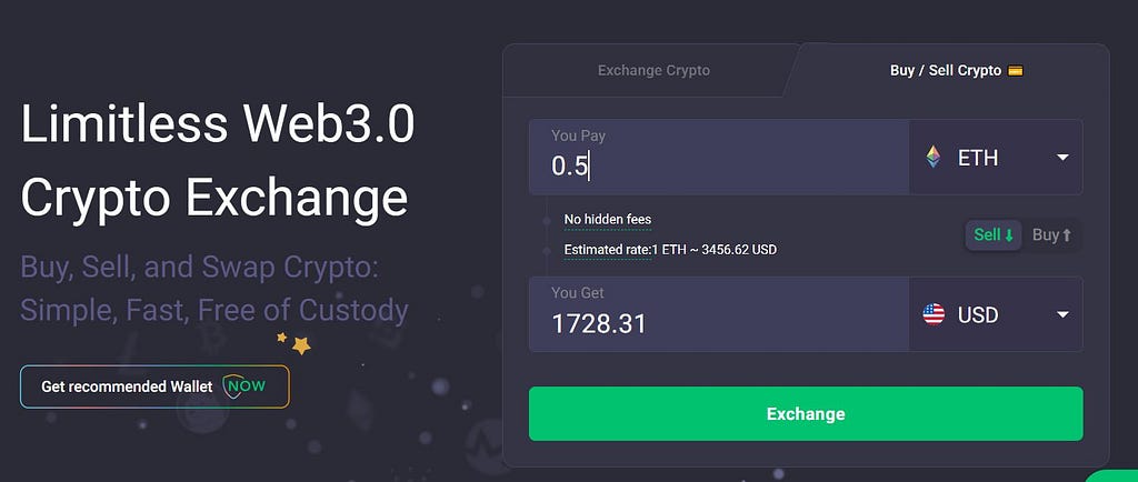 Sell ETH into cash with ChangeNow