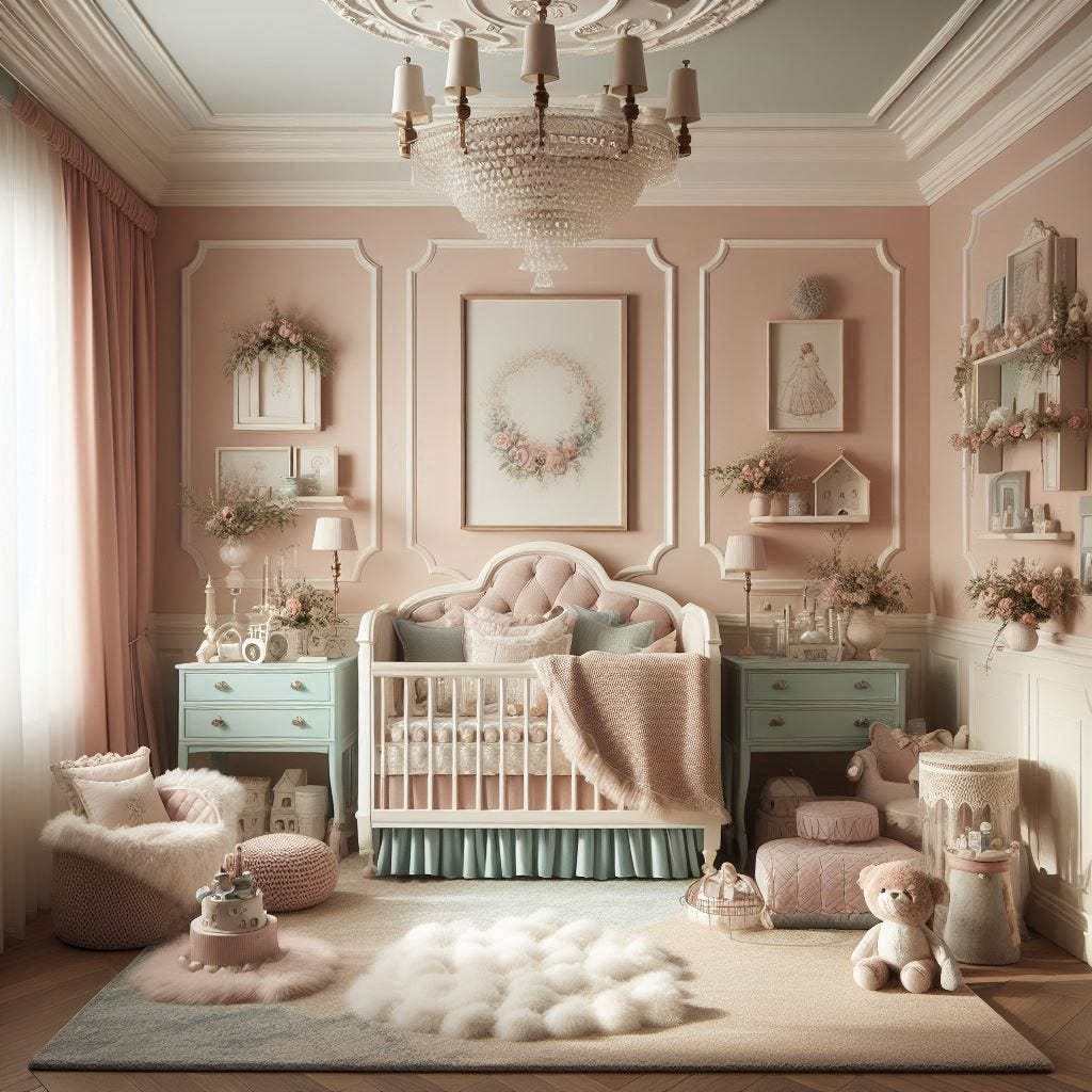 Vintage inspired nursery in pink color theme