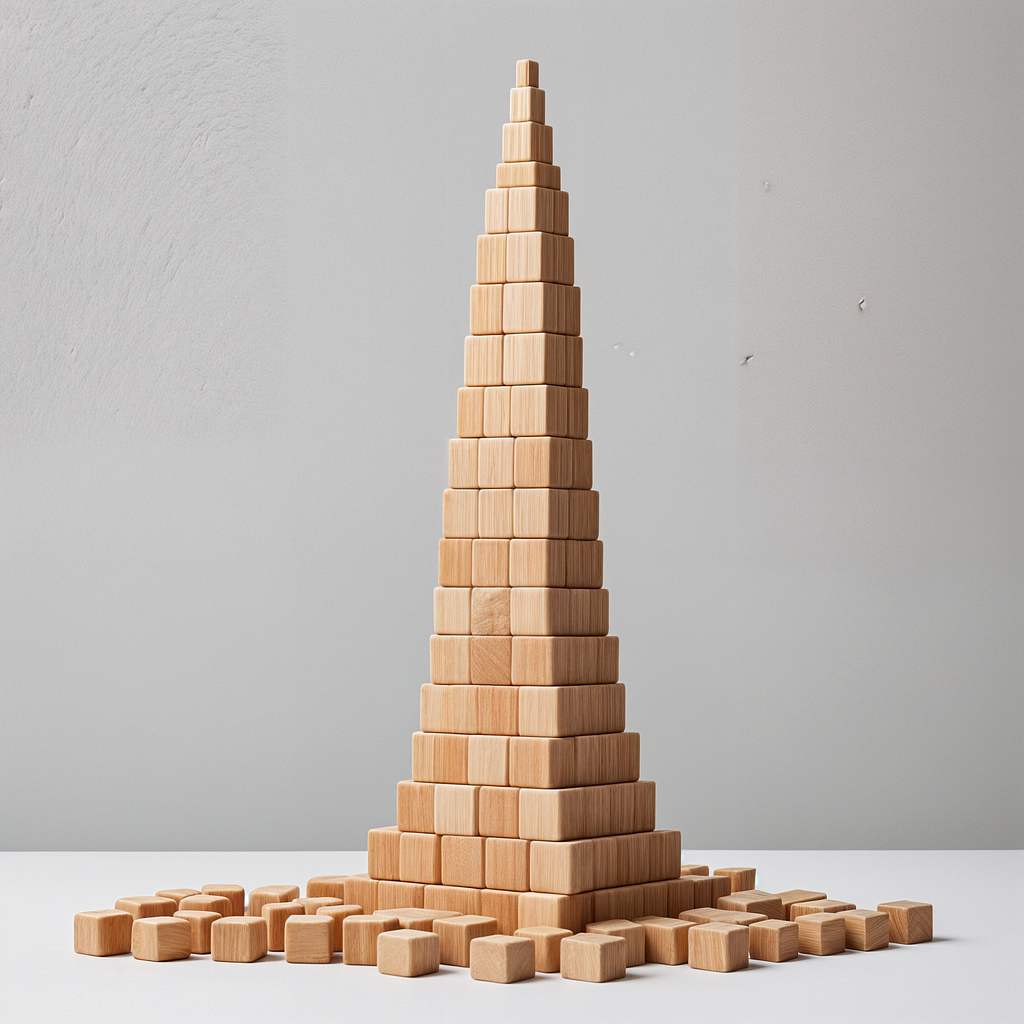 To make a pile of code blocks represent a tower, you have to adapt some pieces. Generated by AI