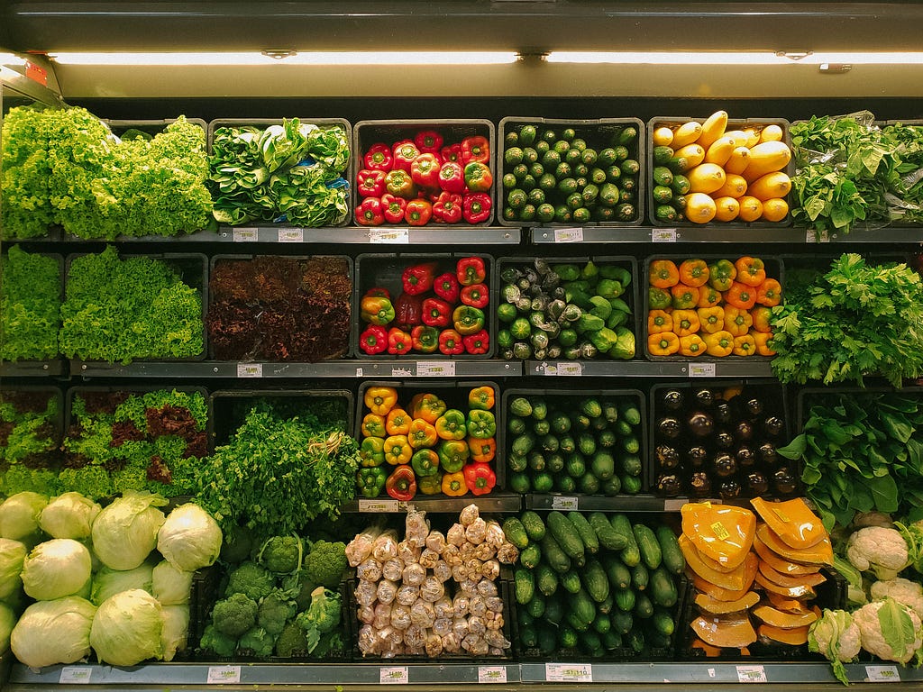 Vegetables in a supermarket (Photo by nrd, Unsplash licence)