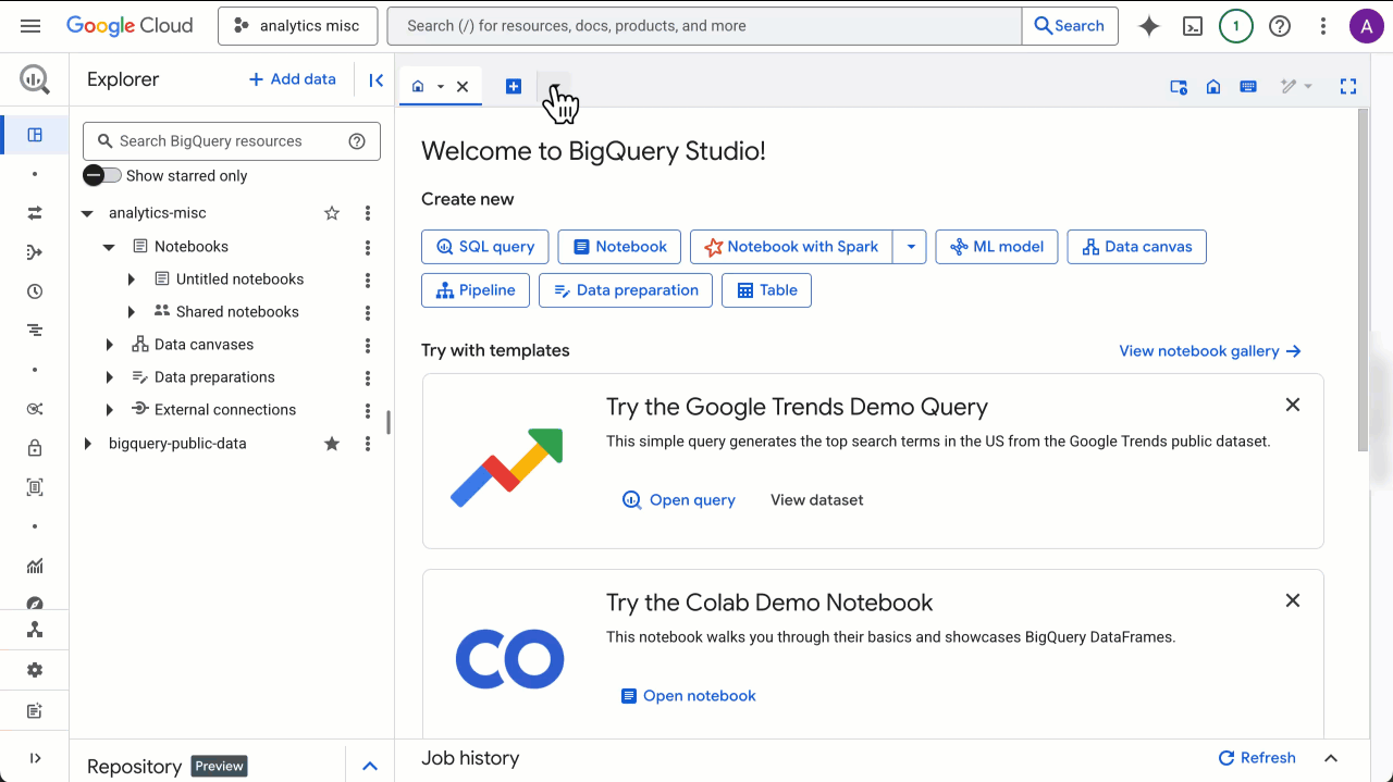 Jumpstart your BigQuery analysis with notebook templates