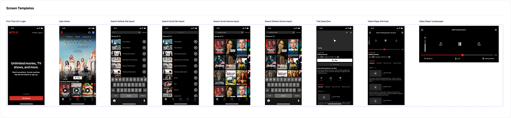 Netflix mobile (iOS) screen templates