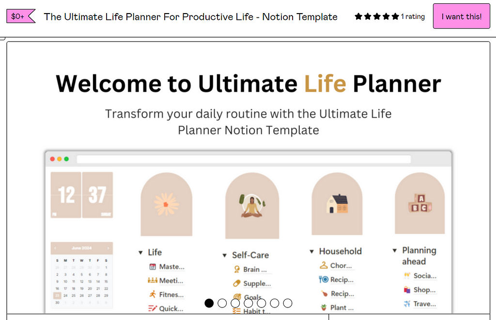 life planner notion template