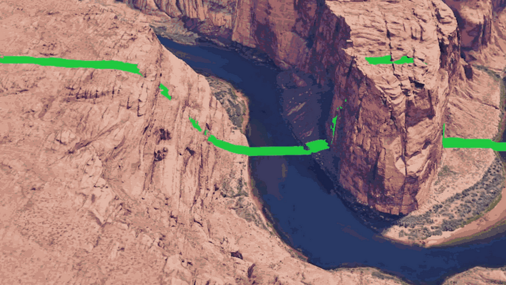 Screenshot of the imaginary football field that drops off a cliff.