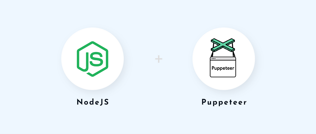 Image of NodeJS and Puppeteer logos.