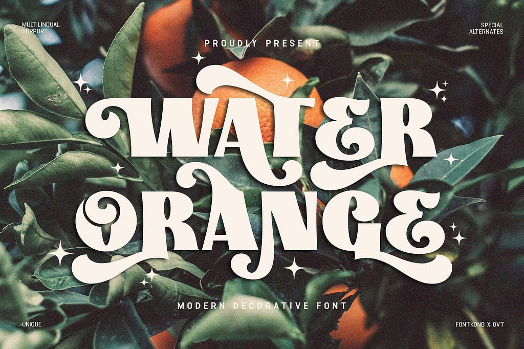 Water Orange — Modern Decorative Font