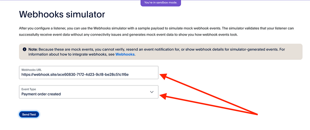 PayPal’s Webhook Simulator for testing your app’s webhook listener