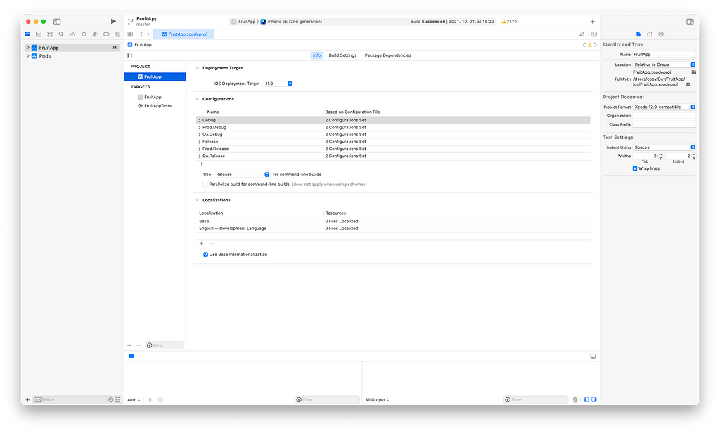 Xcode, environment based configurations