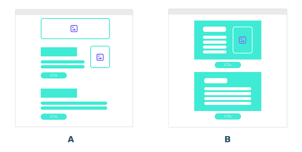 These are landing page skeletons to give tips for the readers to use alternative layout when they have to use only one colour