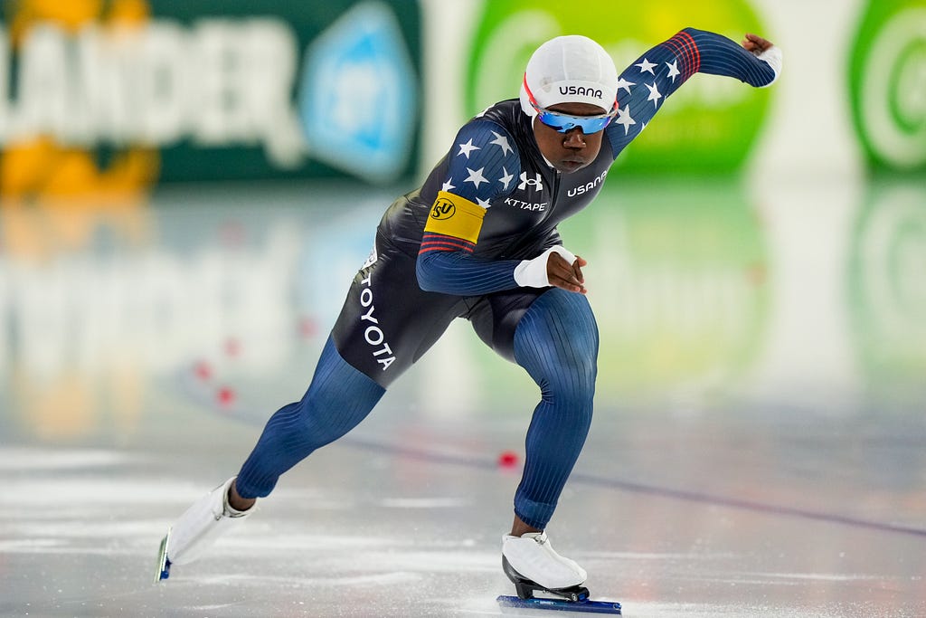 Erin Jackson competing in the 500m Woman during the ISU World Cup Speed Skating Final