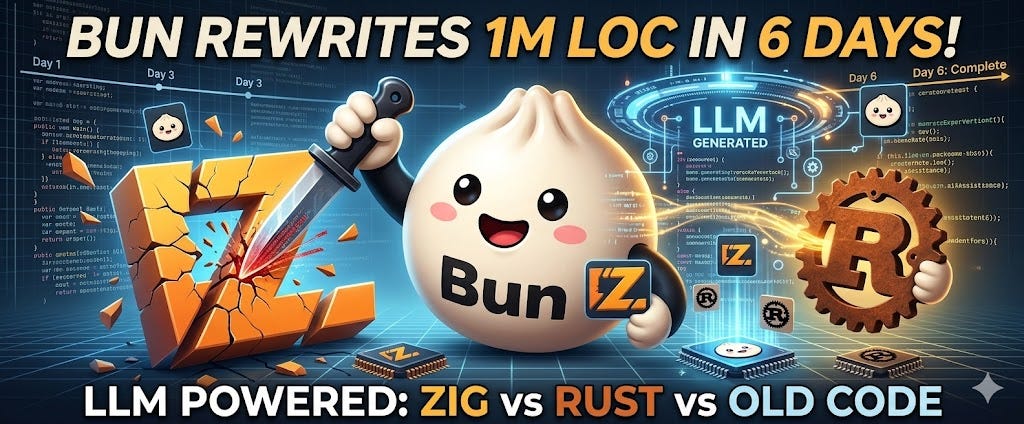 Bun Just Rewrote a Million Lines of Code in 6 Days — and an LLM Did Most of It
