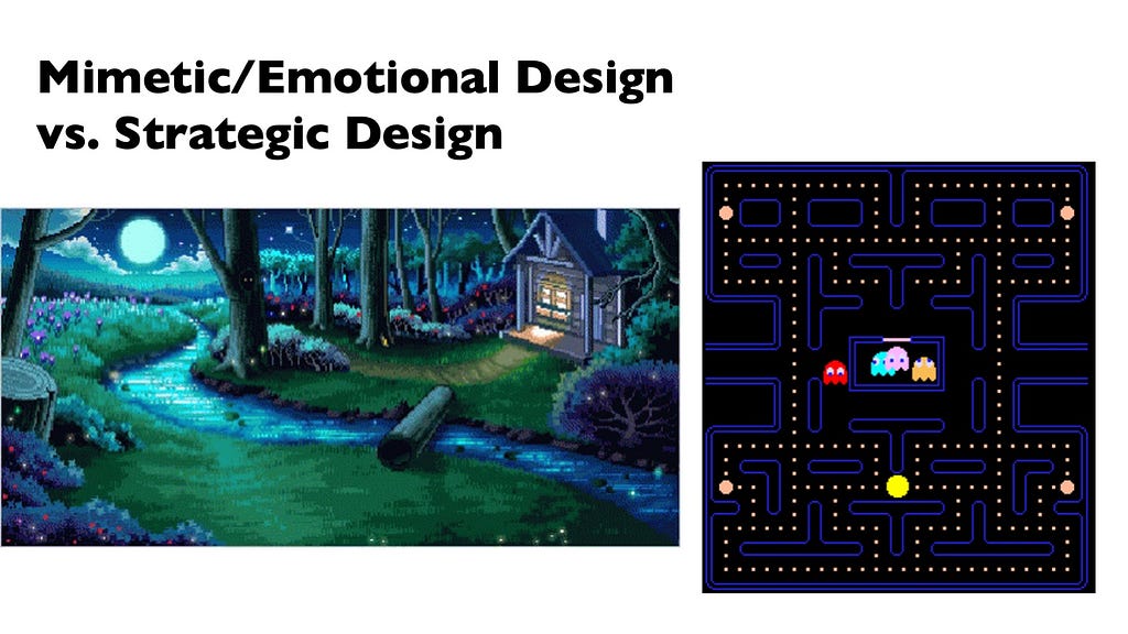 Mimetic and Emotional Design contrasted with Strategic Design.