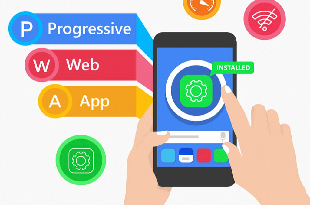 Ilustração de uma progessive web app