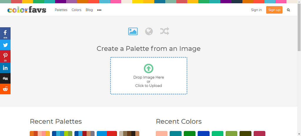 Imagem do site de paleta de cores “ColorFavs”