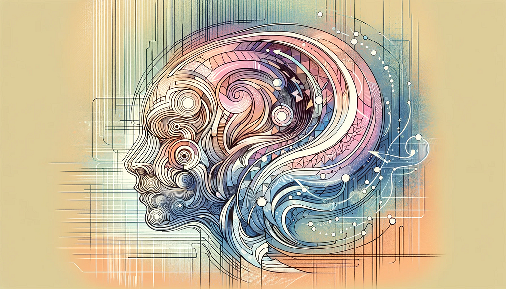 Abstract digital artwork depicting an AI system learning and adapting, characterized by dynamic linework, evolving patterns, and shifting shapes in a pastel color palette. The composition symbolizes change, growth, and the AI’s evolving capabilities in a harmonious, visually engaging style.
