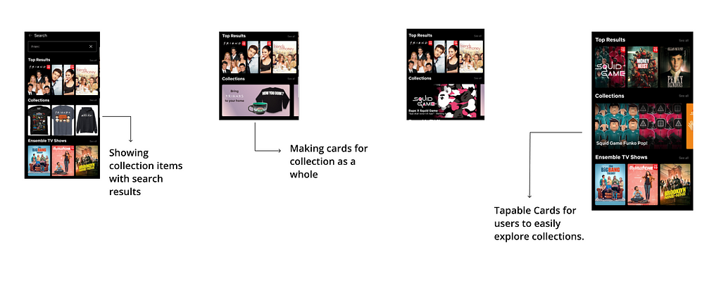 Netflix search screen cards iterations