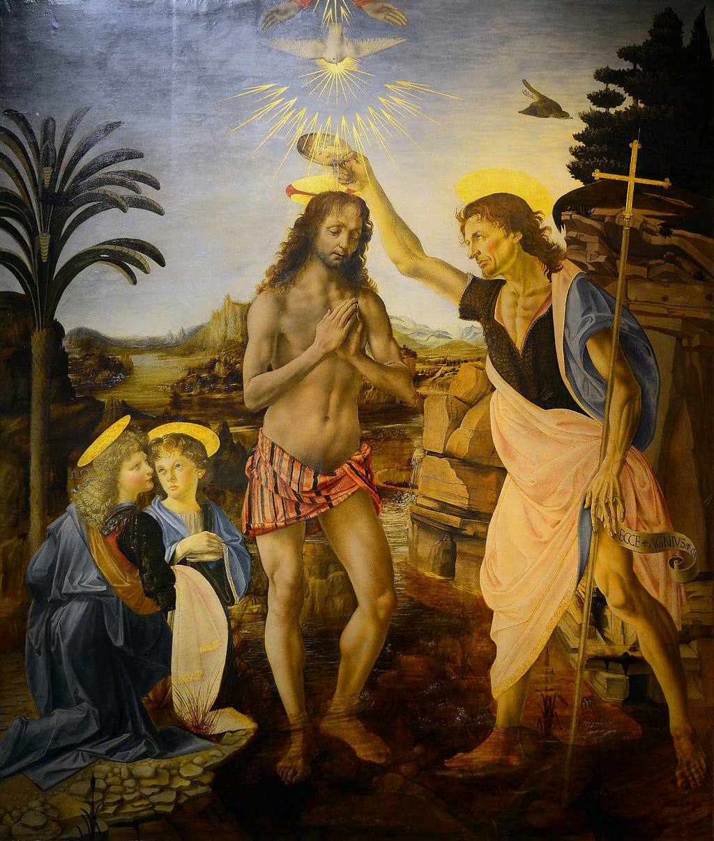 The Baptism of Christ (Verrocchio and Leonardo)