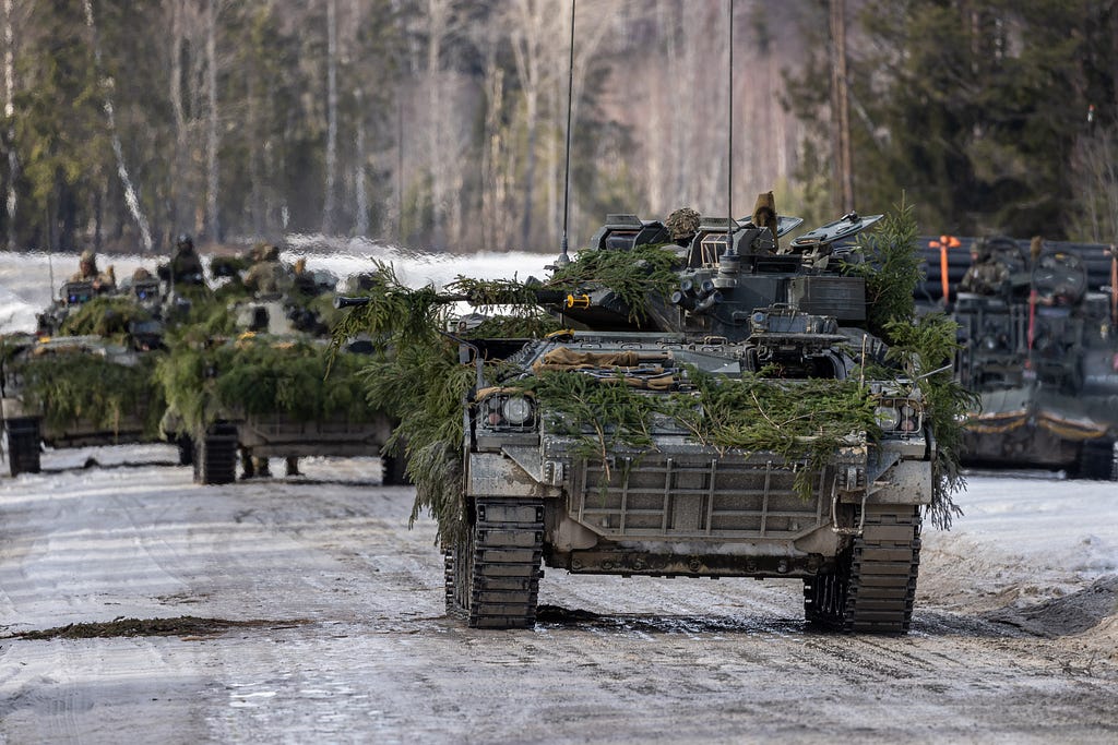 Warrior Armoured Fighting vehicles roll into position in Estonia