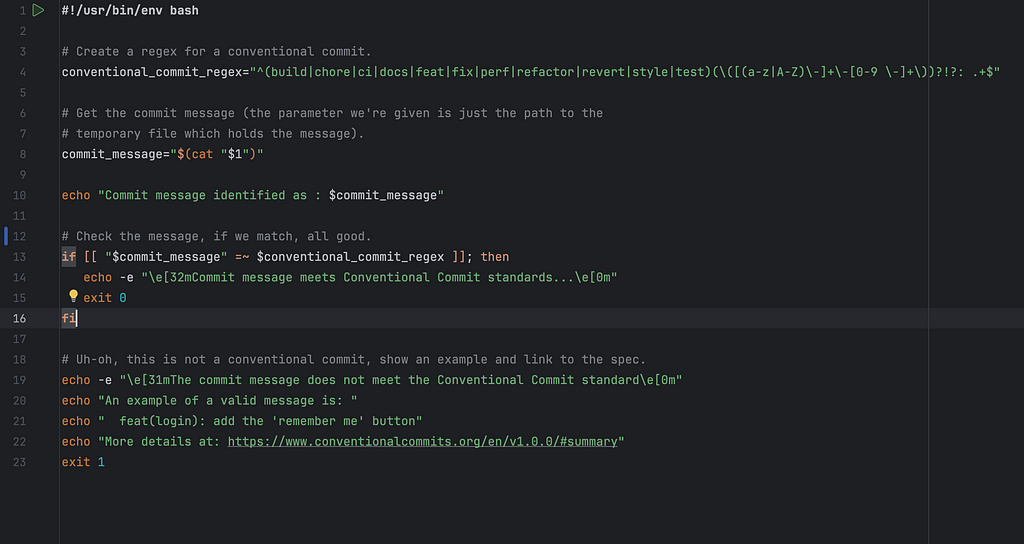 Script for conventional commit in commit-msg hook