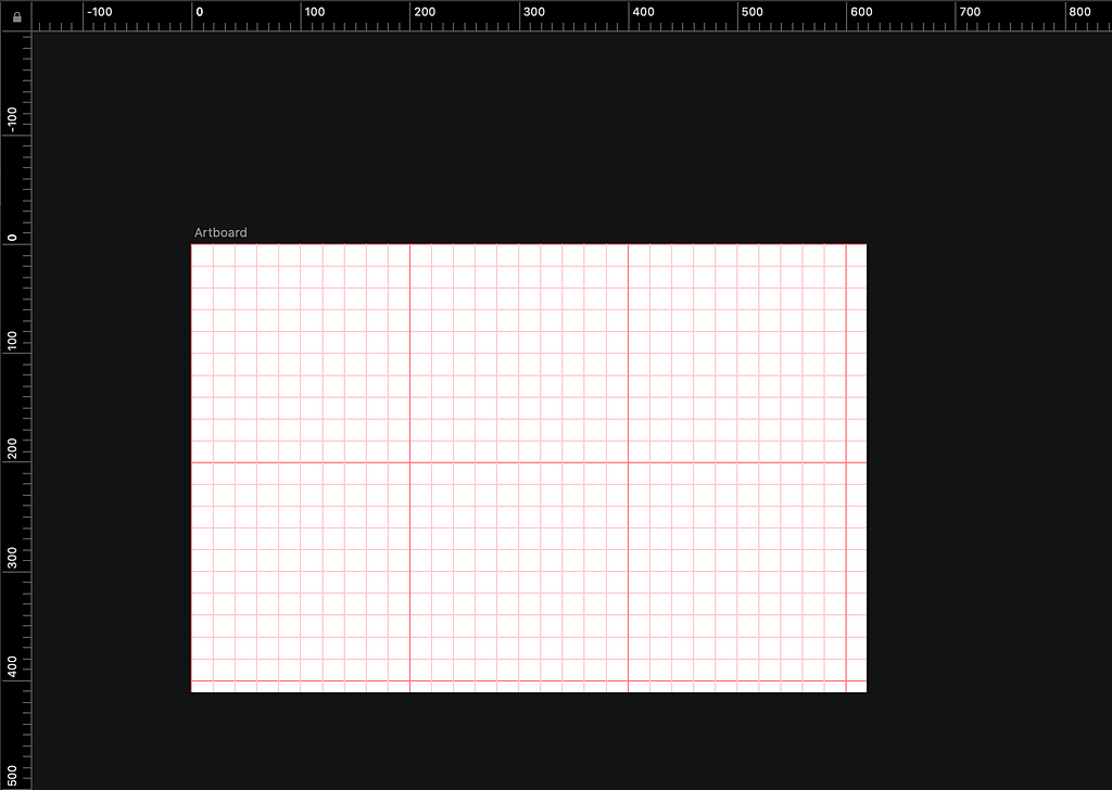 A screenshot of an Artboard with the ruler enabled.