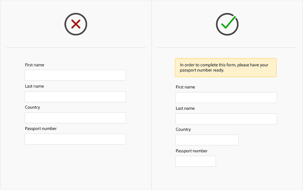 Make sure to warn the user if external content will be required in order to complete the form.