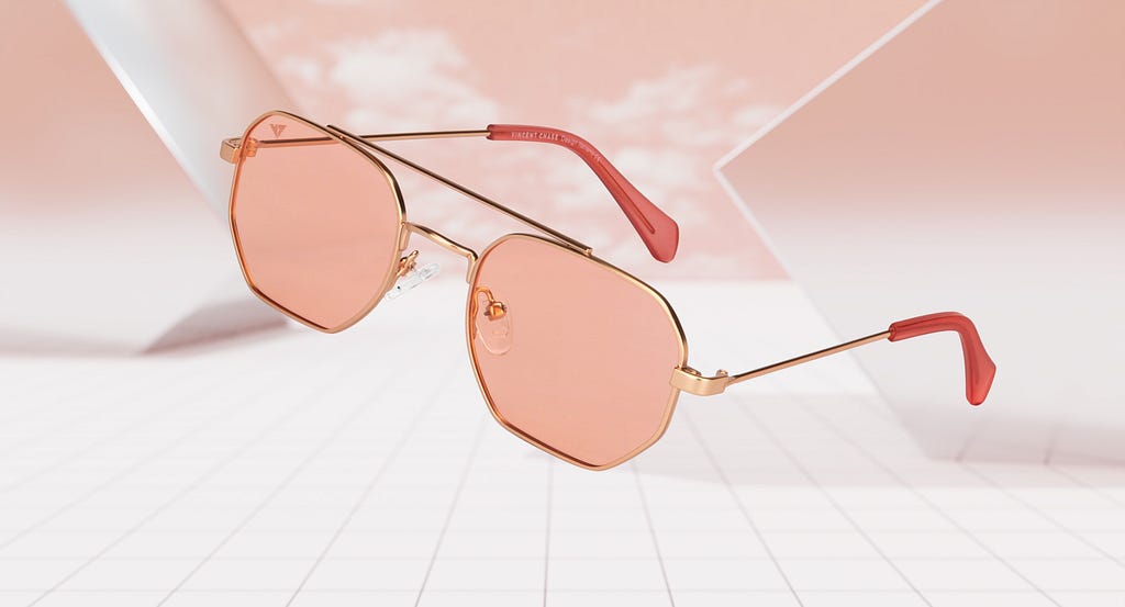 Gold Full Rim Geometric Sunglasses