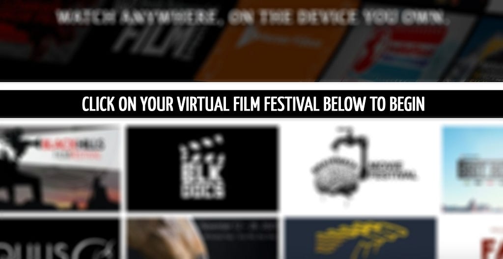 A festival streaming site invites users to “click on your virtual film festival” to begin watching.