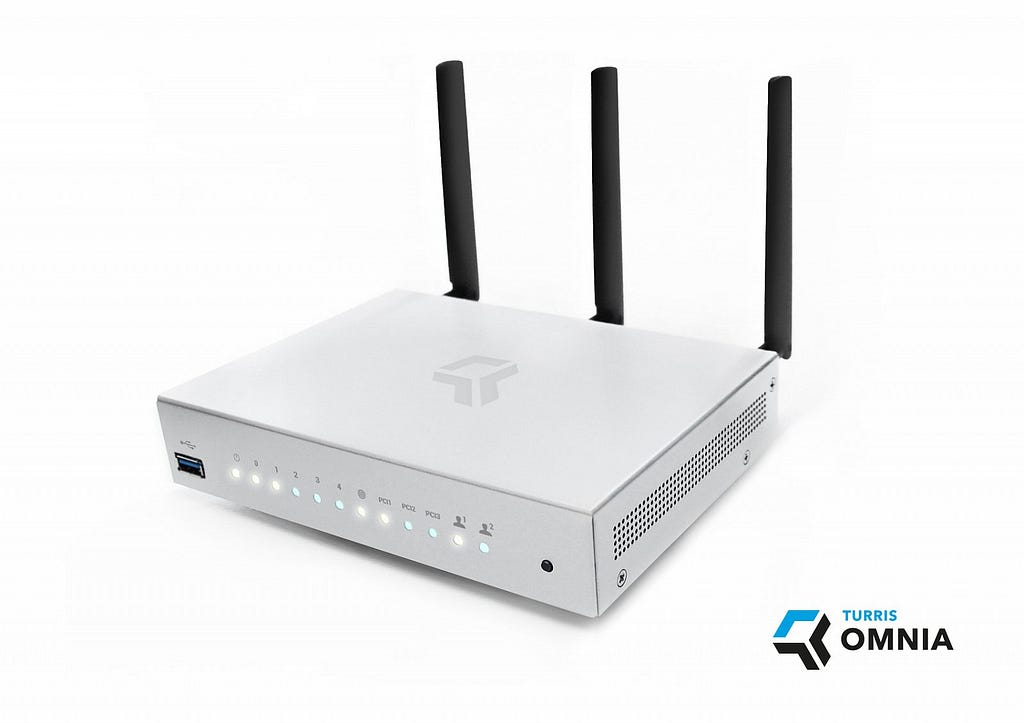 Turris Omnia router in silver