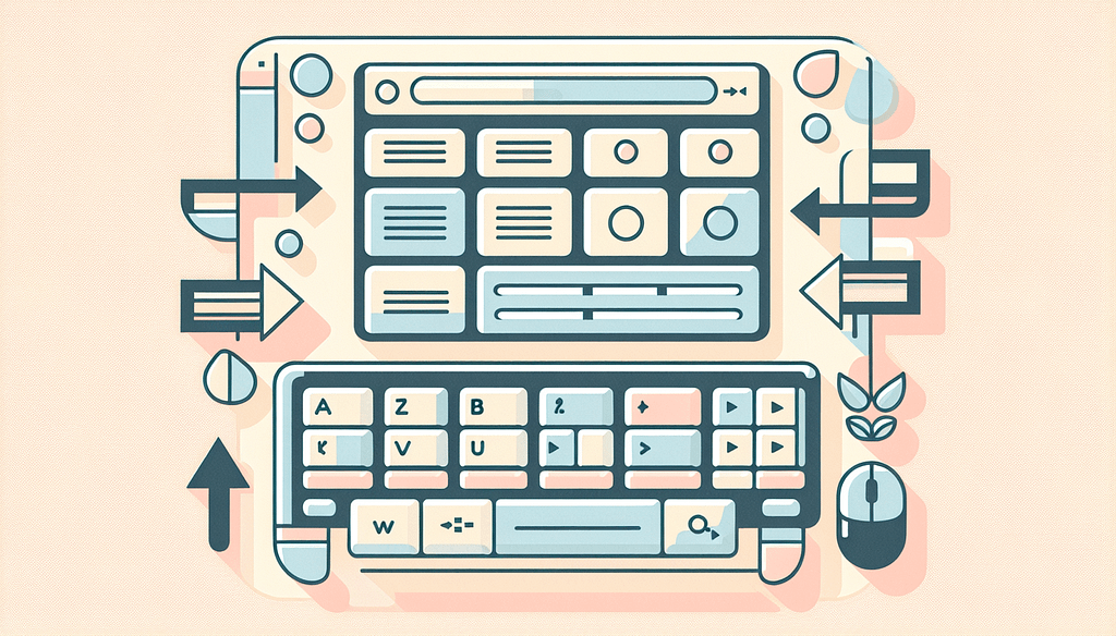 DALL-E 3 prompt: make minimalistic illustration of accessible website with keyboard navigation. Do not use any text