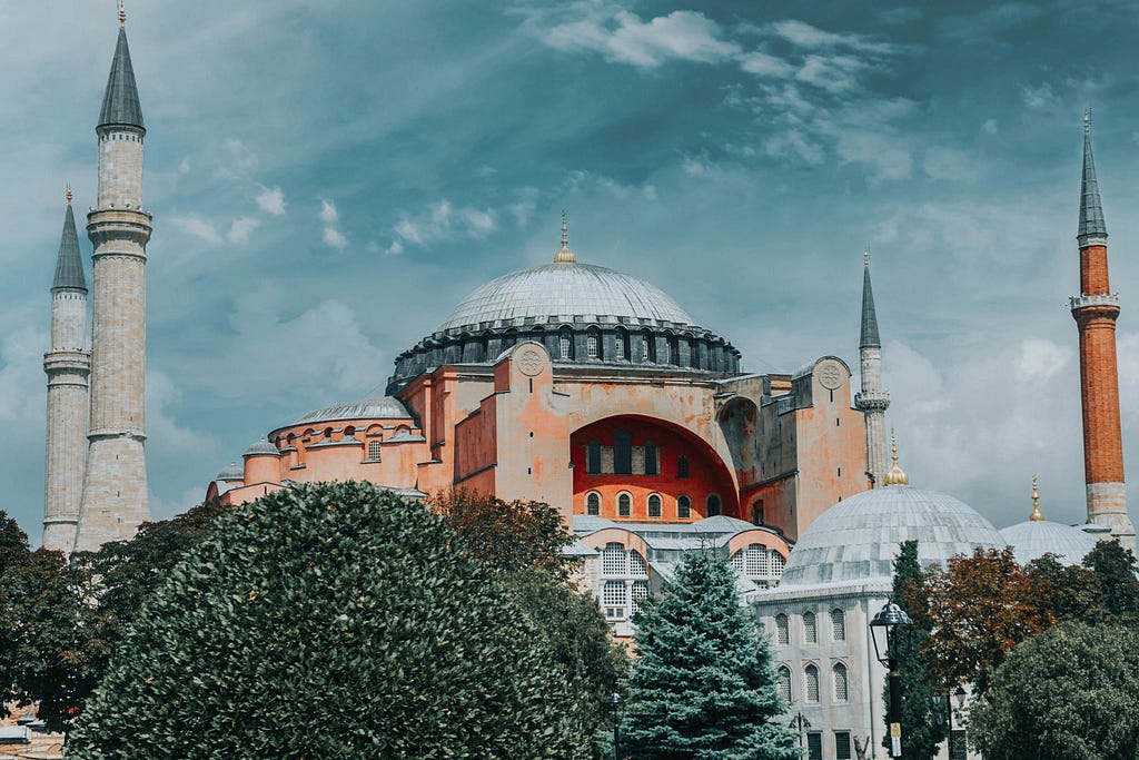Under Otttoman Influence Minarets were added to the grand structure of Hagia Sophia