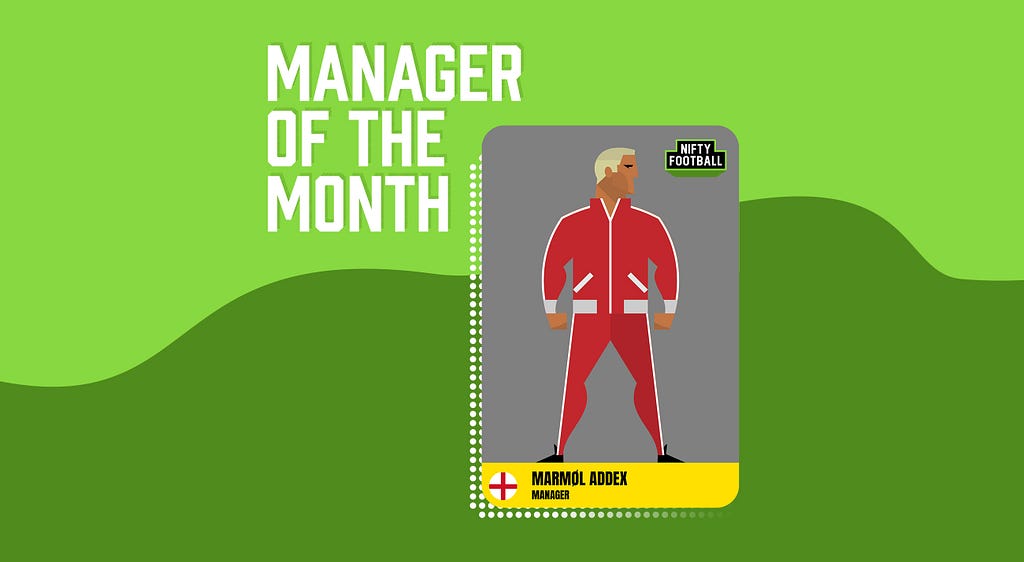 Graphic of Rouxbarbe’s Manager Card in Nifty Football beta