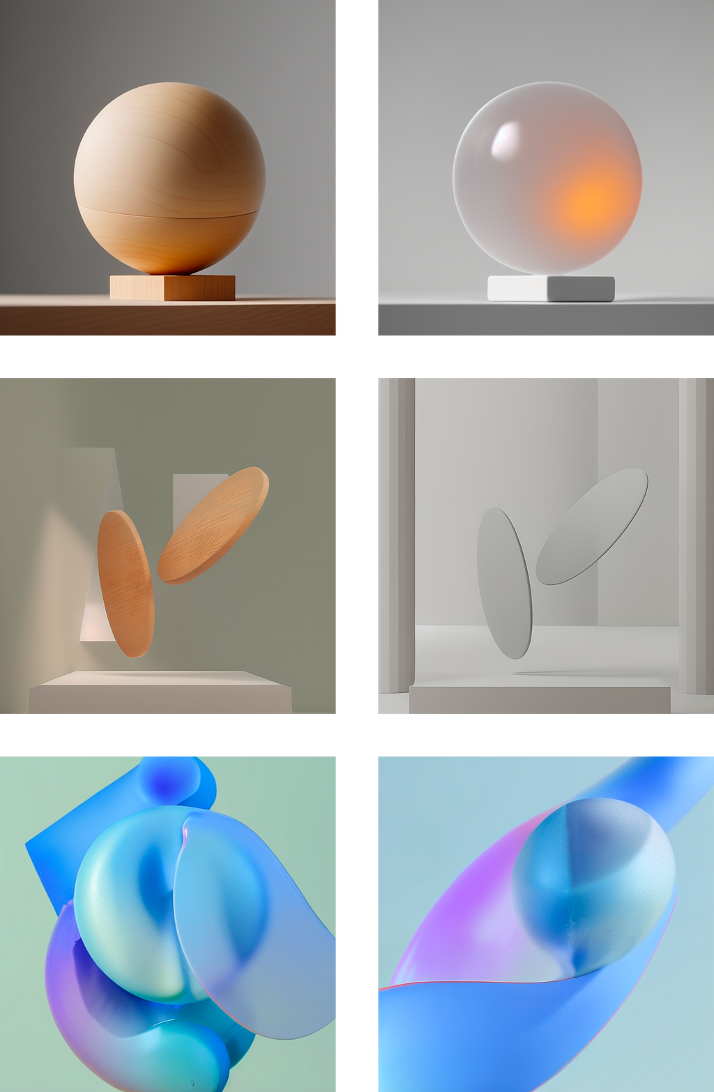 Quick explorations from very simple shapes to more abstract and amorphous ones.