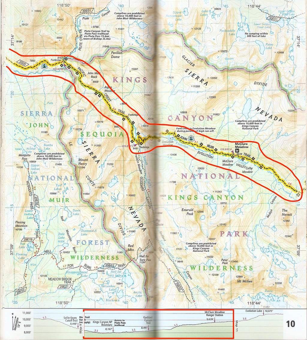 John Muir Trail JMT topo map National Geographic