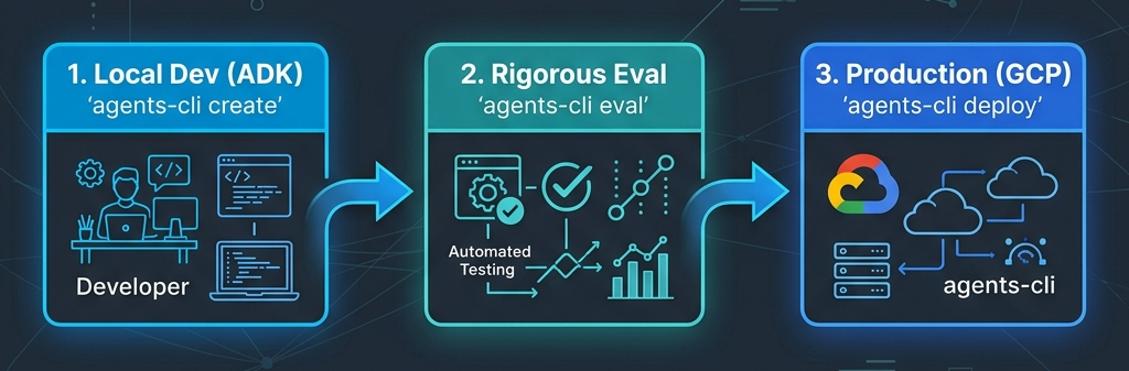 agents-cli commands in the AI Development Lifecycle