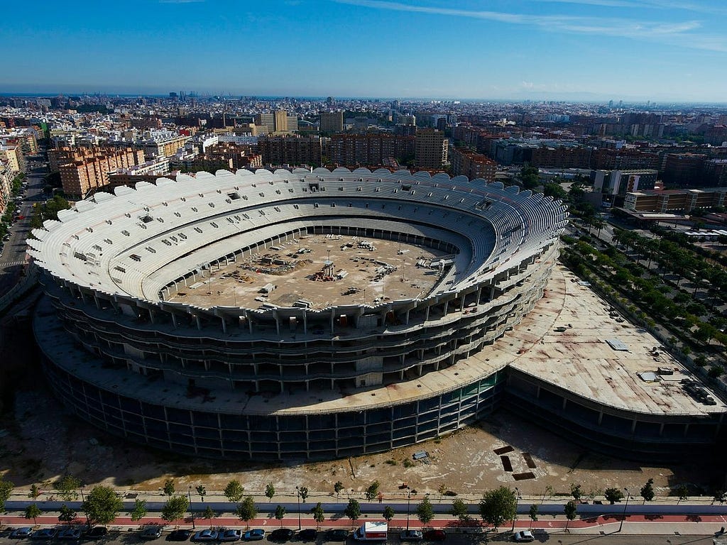 Valencia was forced to abandon the Nou Mestalla stadium,
 post 2008 Financial crisis.