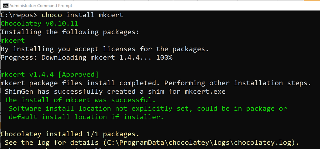 choco install mkcert