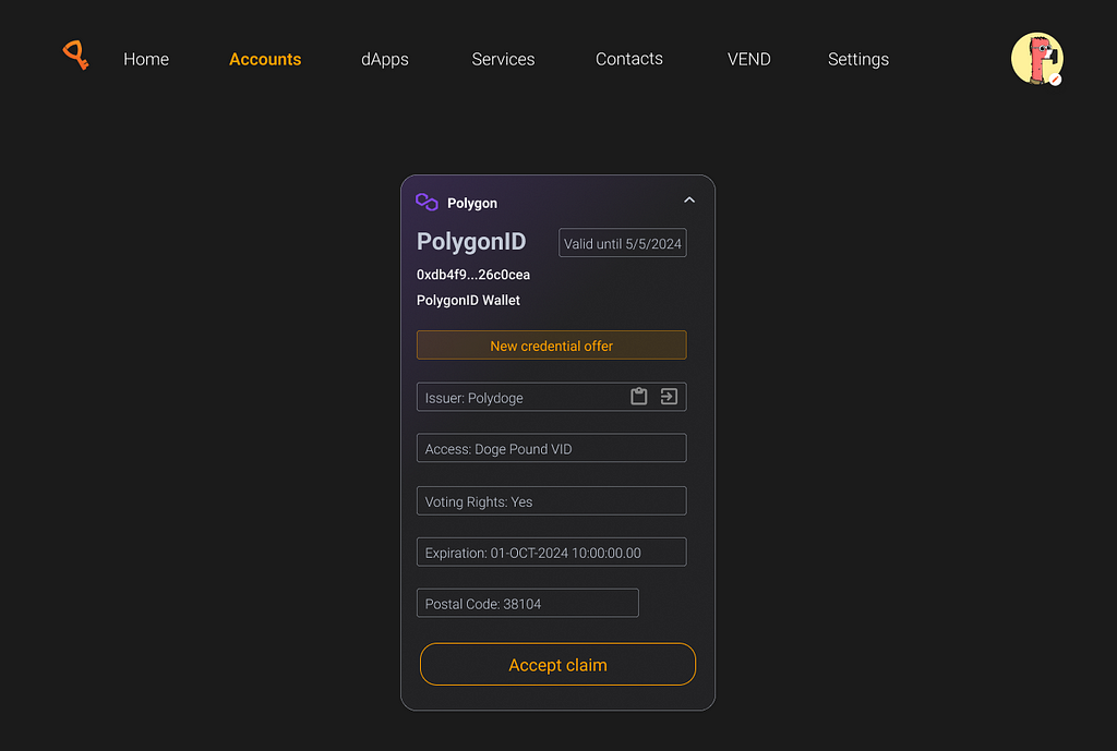 Accepting credentials for PolygonID wallet in Trustible