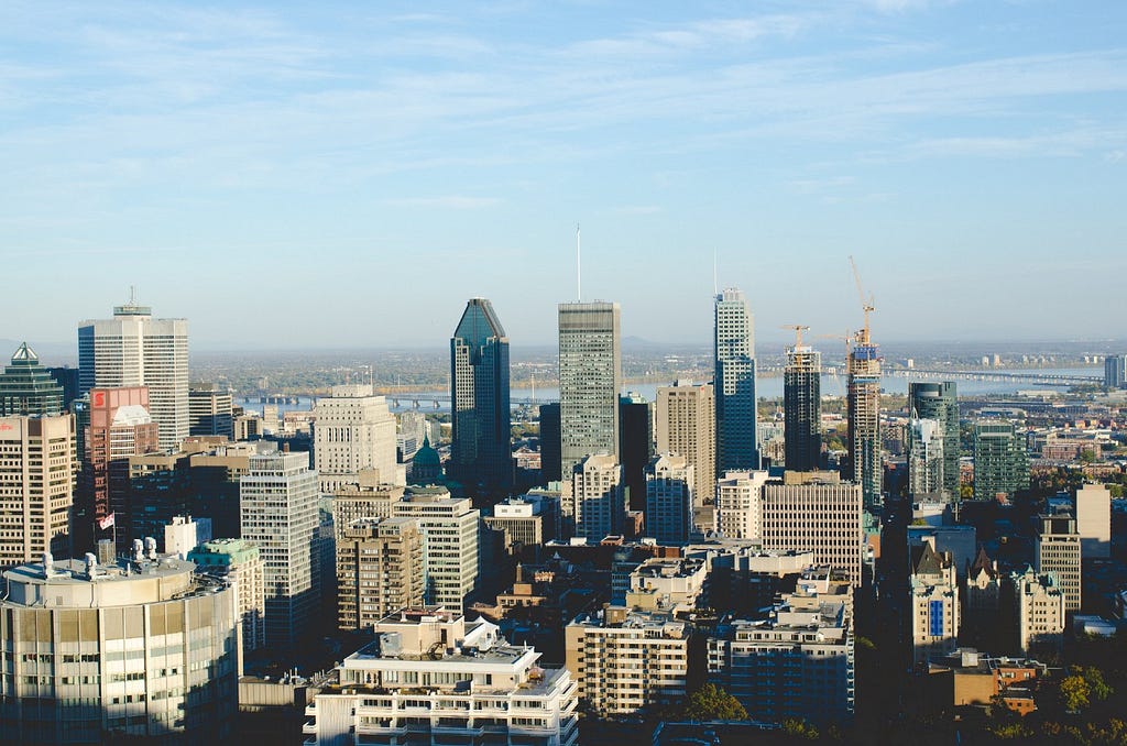 View of downtown Montréal from the top of Mont-Royal.