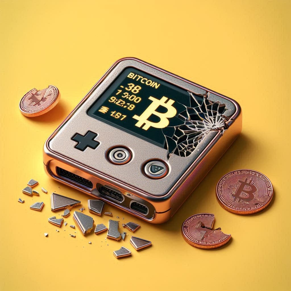 broken bitcoin hardware wallet device